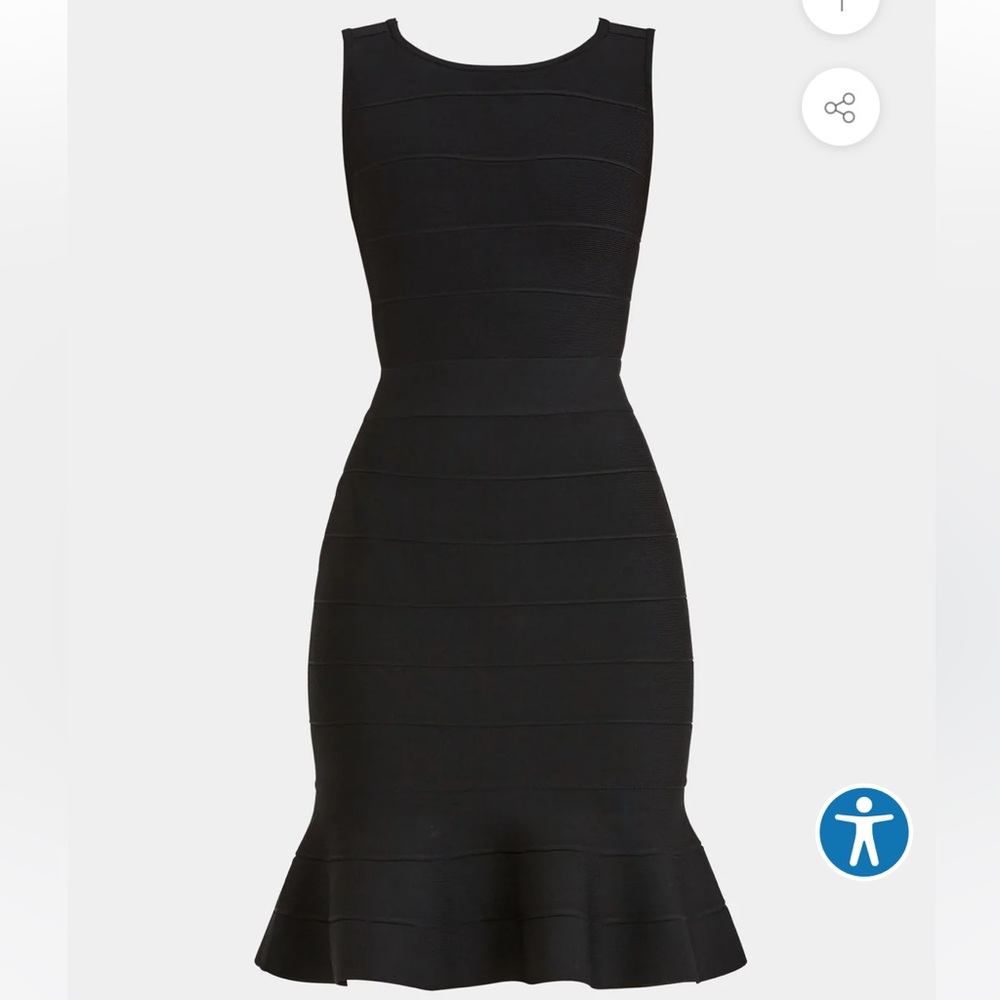 Herve Leger BOAT NECK FLARE ICON DRESS Size Small